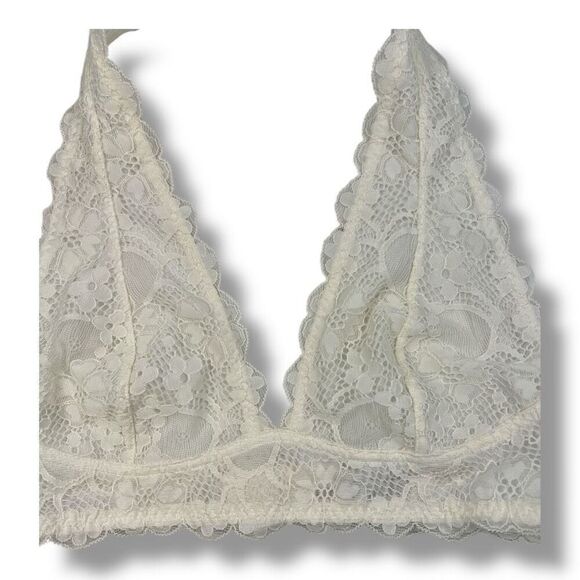 Free People Intimately Galloon White Lace Halter Bralette Bra Size Medium - Picture 4 of 7